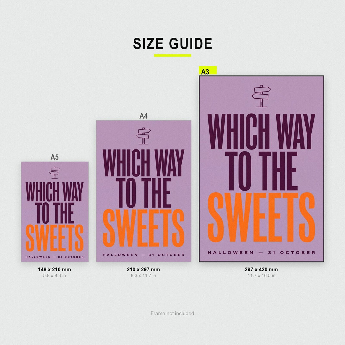 Which Way To The Sweets Halloween Typography Art Print