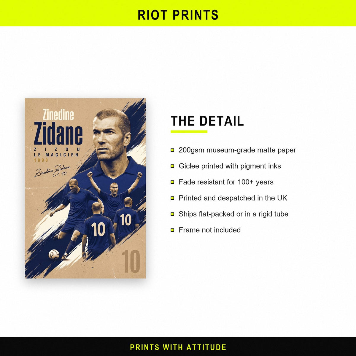 Zinedine Zidane Zizou Le Magicien Football Art Print