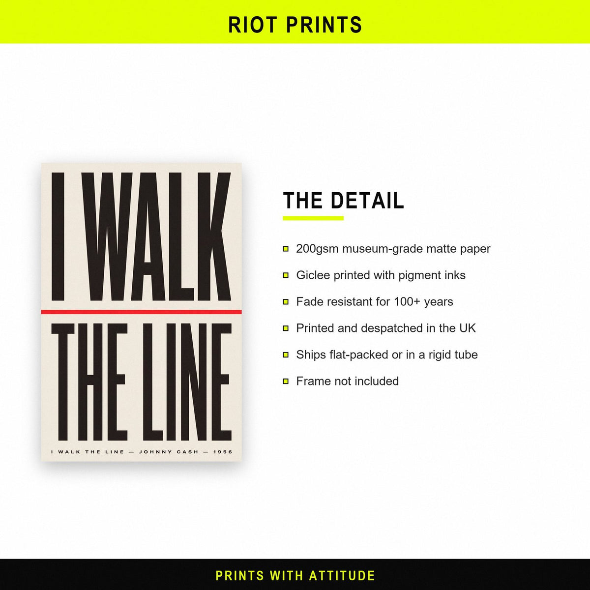 I Walk The Line Lyrics Print paper and printing specification