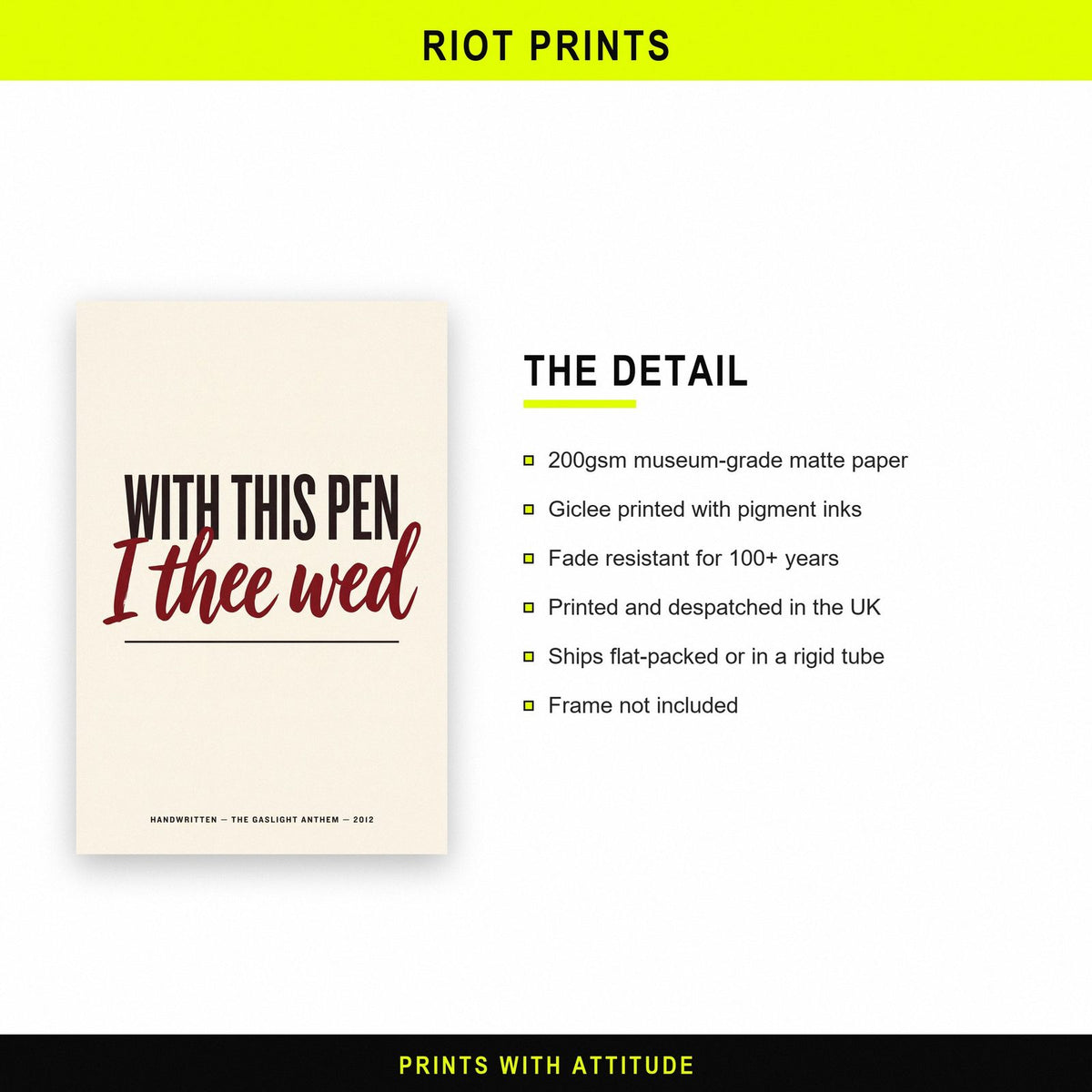Handwritten Lyrics Print paper and printing specification
