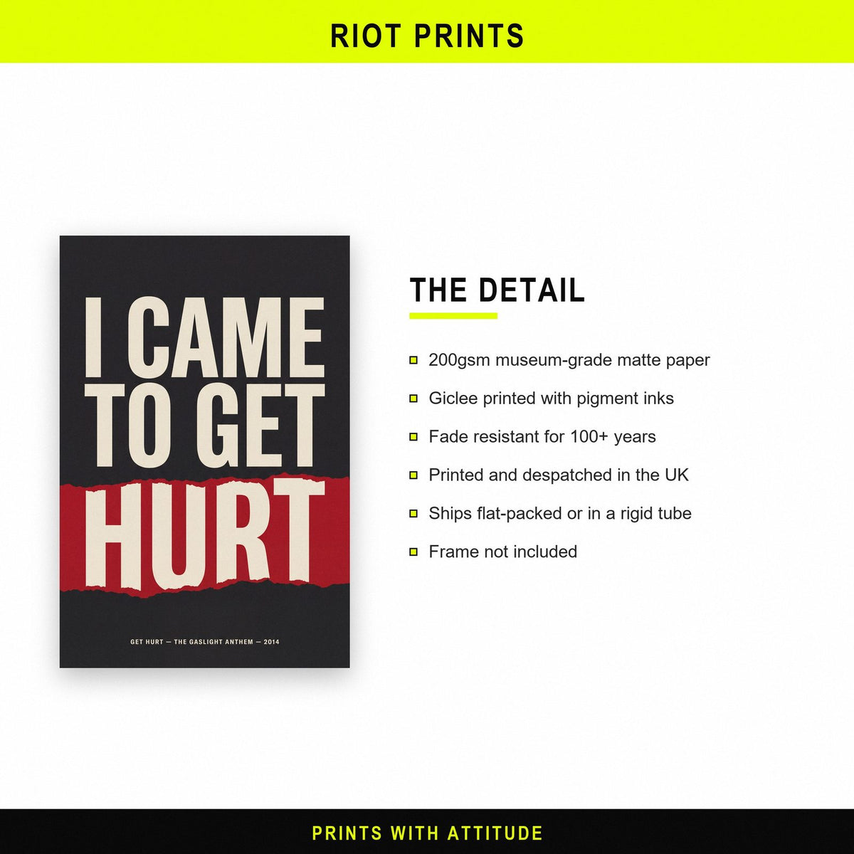 Get Hurt Lyrics Print paper and printing specification