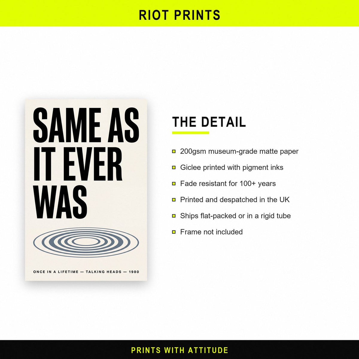 Once In A Lifetime Lyrics Print paper and printing specification