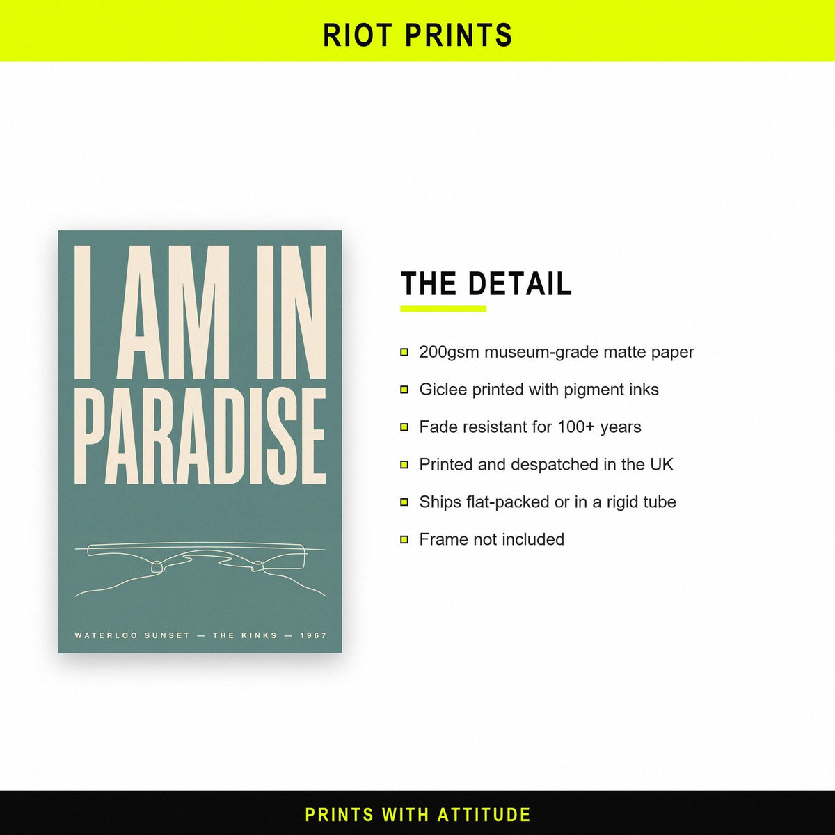 Waterloo Sunset Lyrics Print paper and printing specification