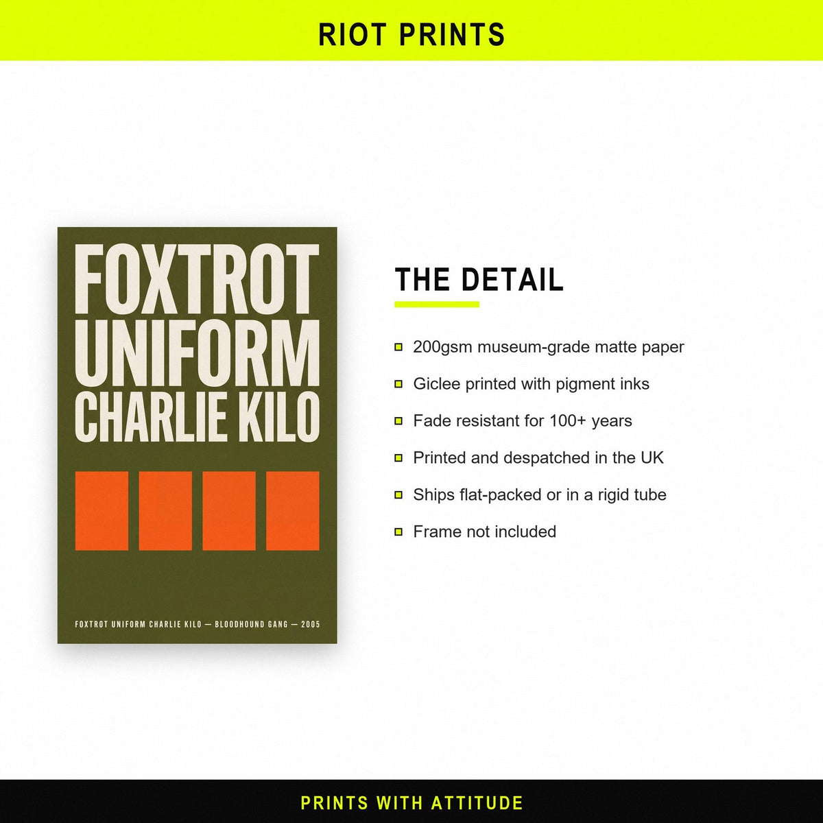 Foxtrot Uniform Charlie Kilo Lyrics Print paper and printing specification