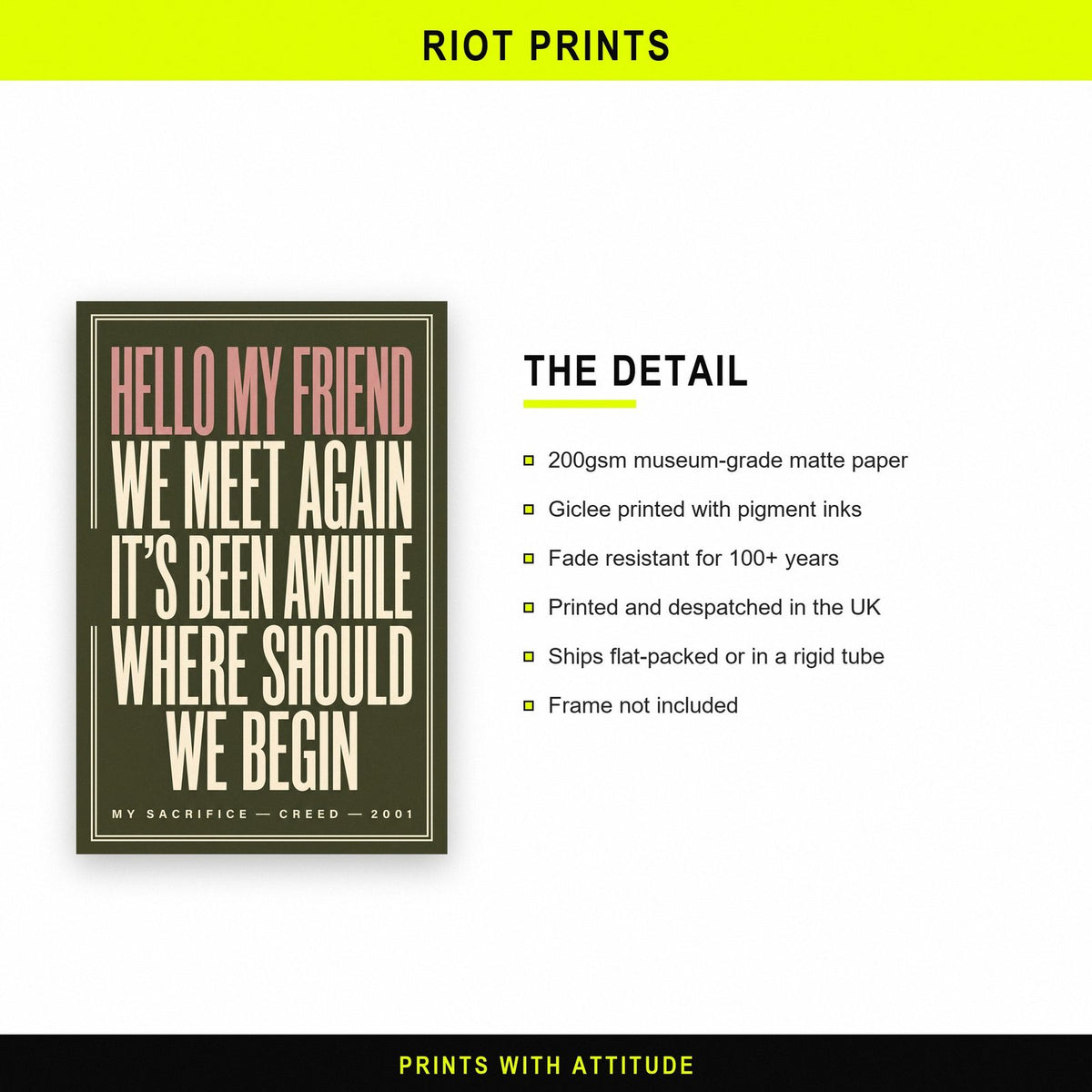 My Sacrifice Lyrics Print paper and printing specification