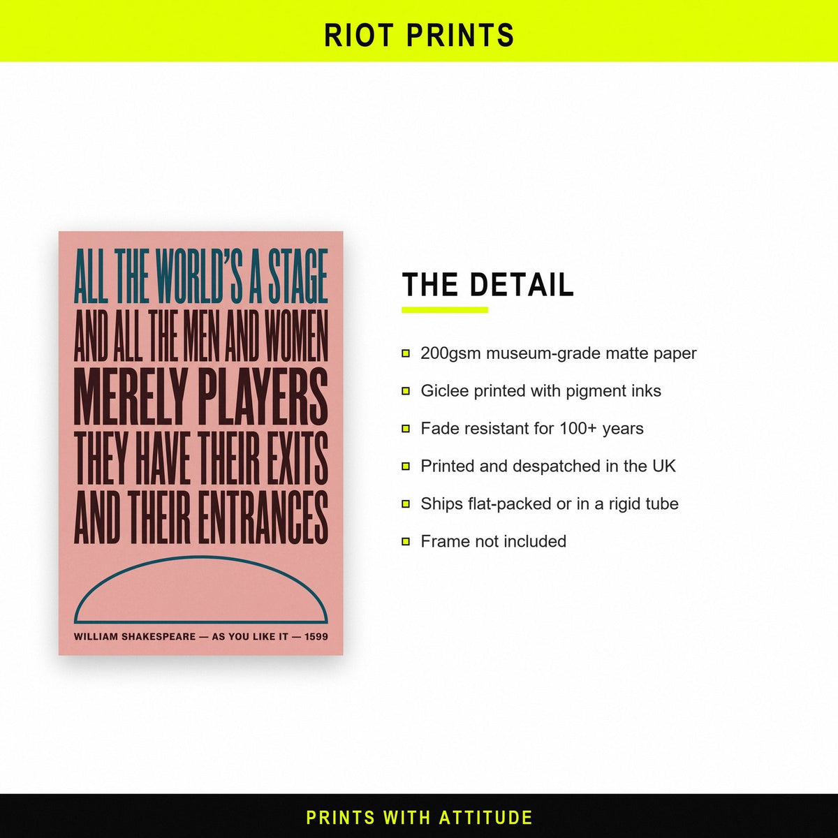 All The World's A Stage Print paper and printing specification