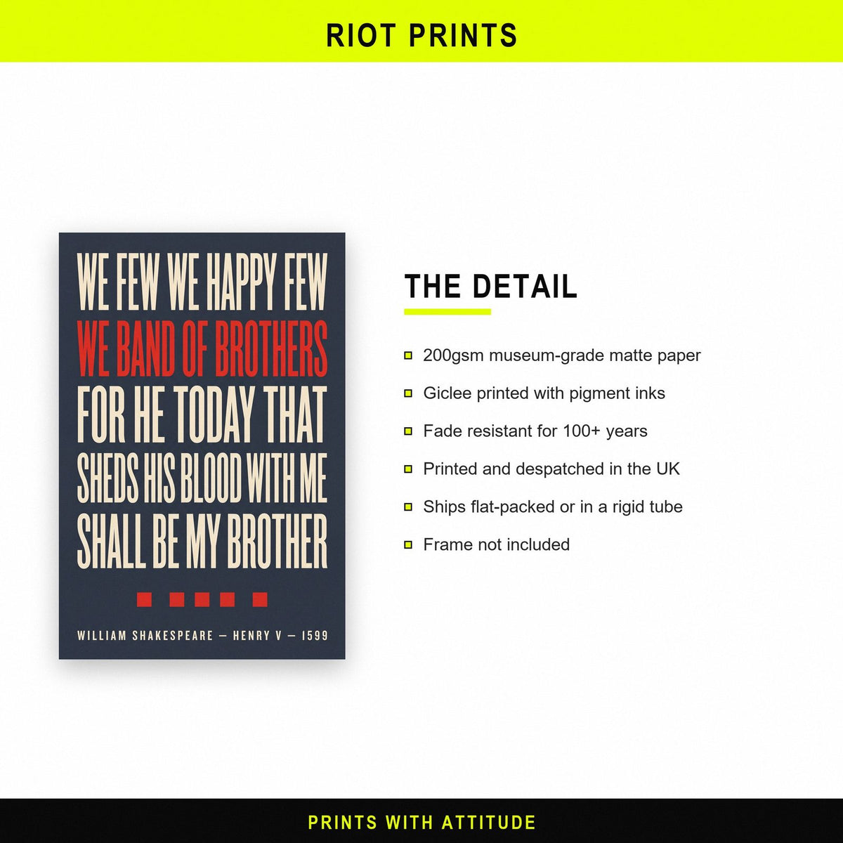 We Band Of Brothers Print paper and printing specification