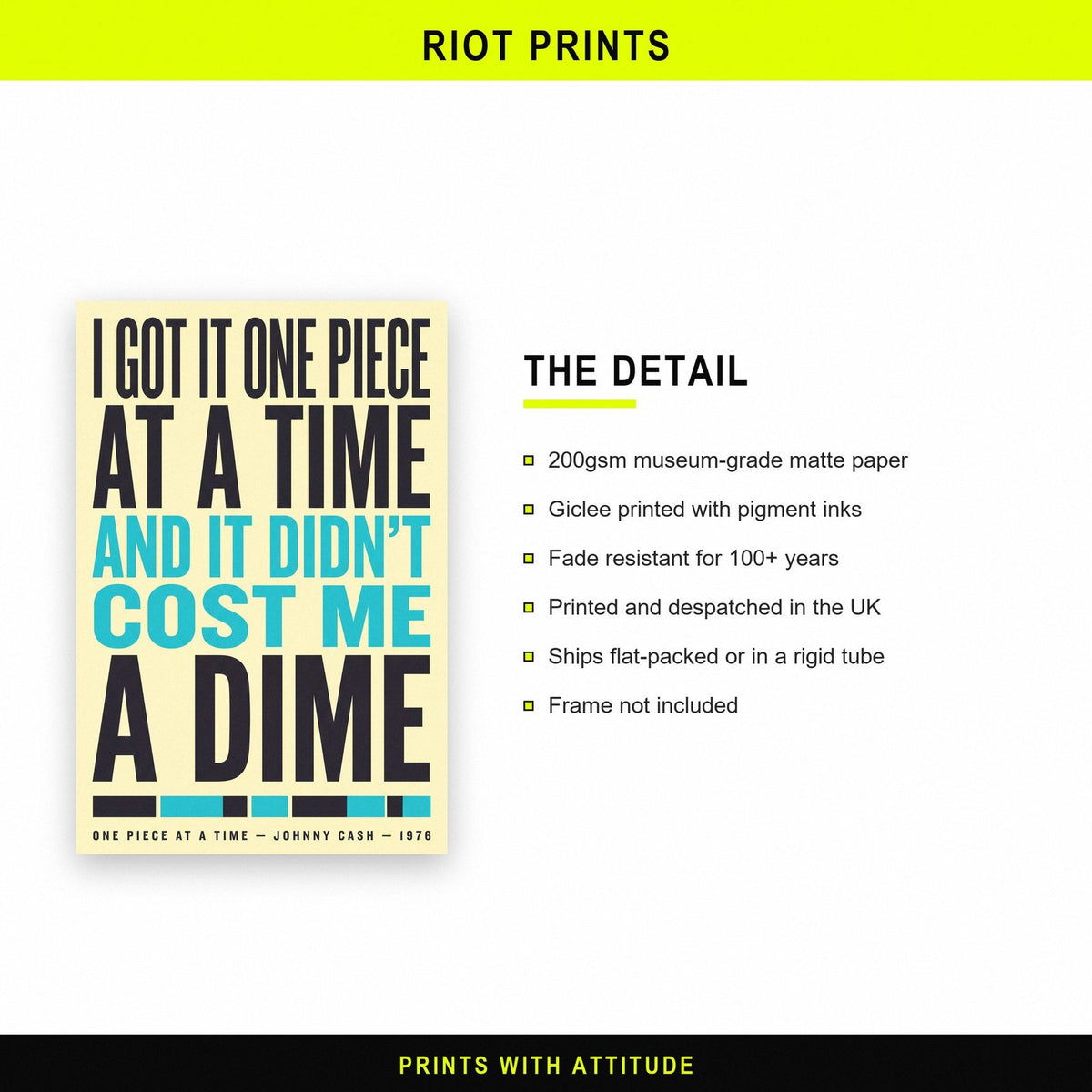 One Piece at a Time Print paper and printing specification