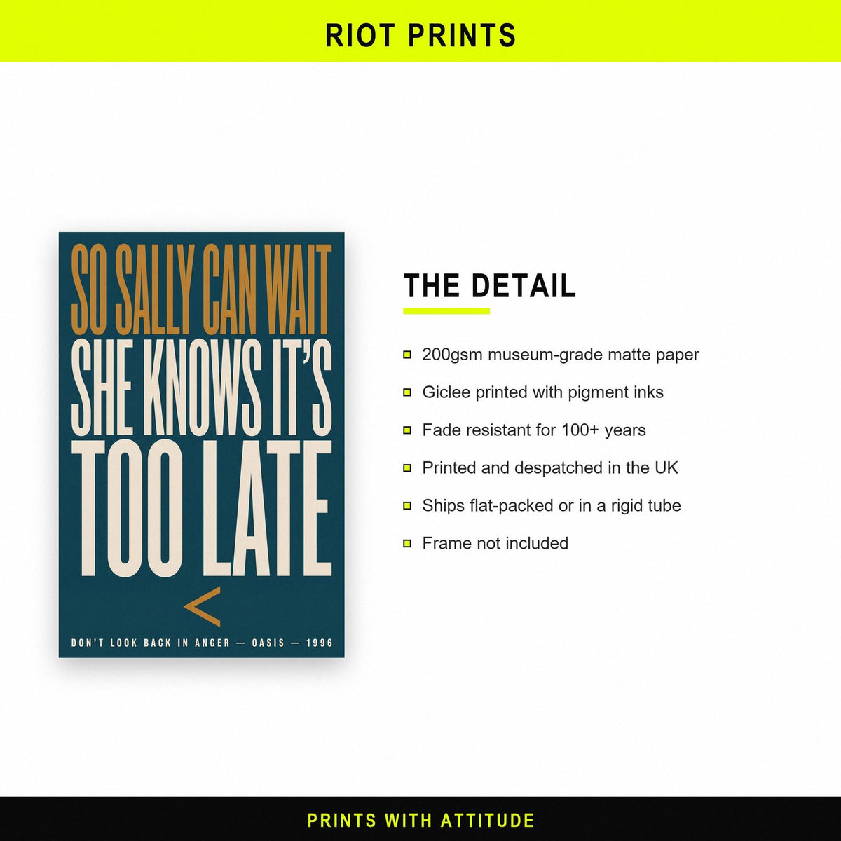 Dont Look Back in Anger Print paper and printing specification