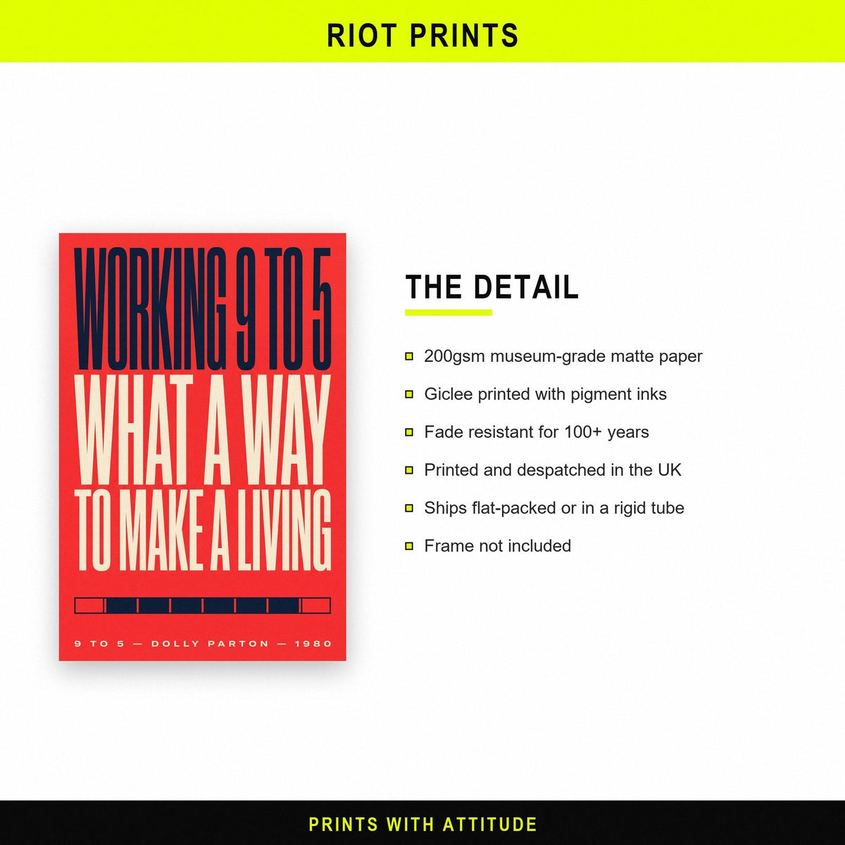9 to 5 Lyrics Print paper and printing specification