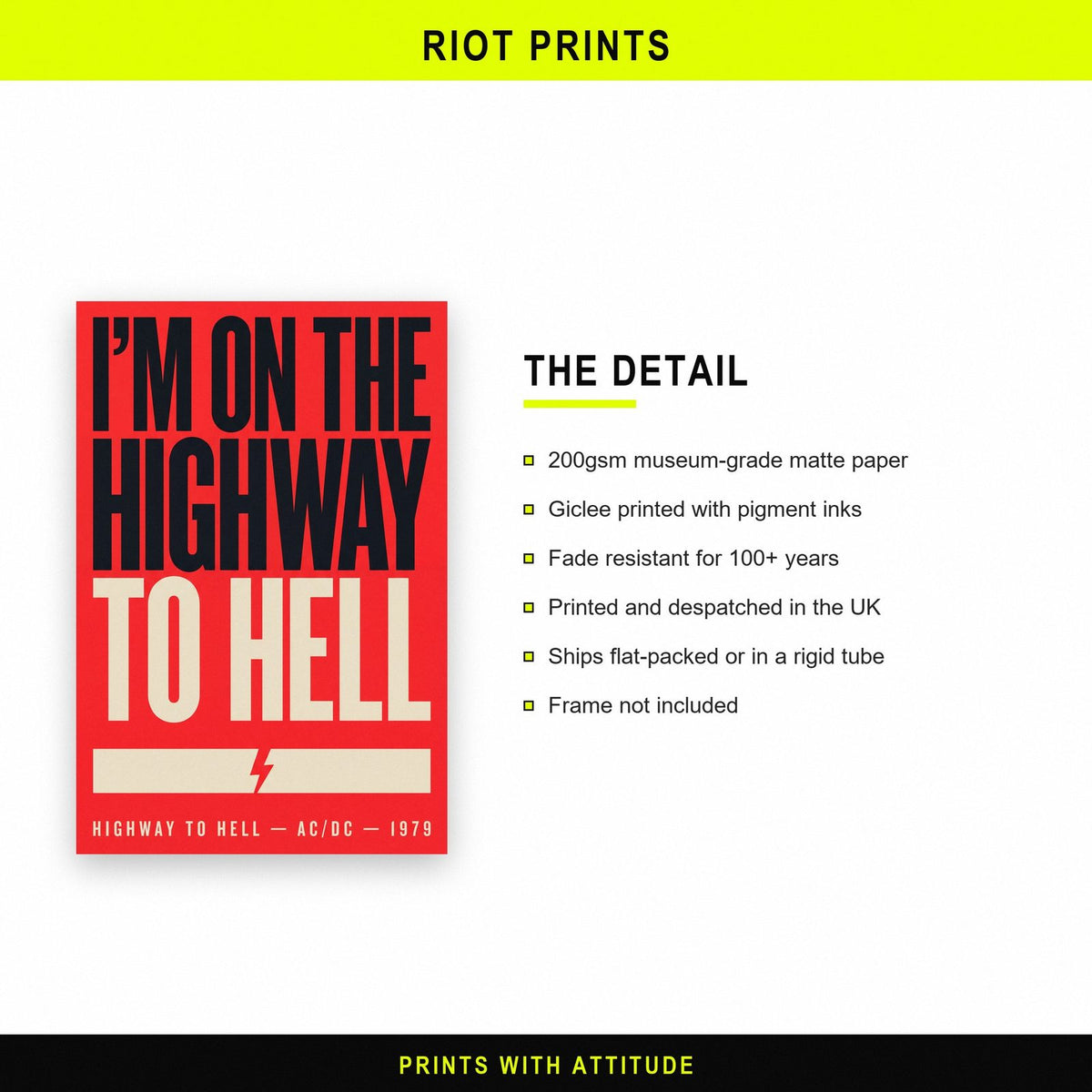 Highway to Hell Print paper and printing specification