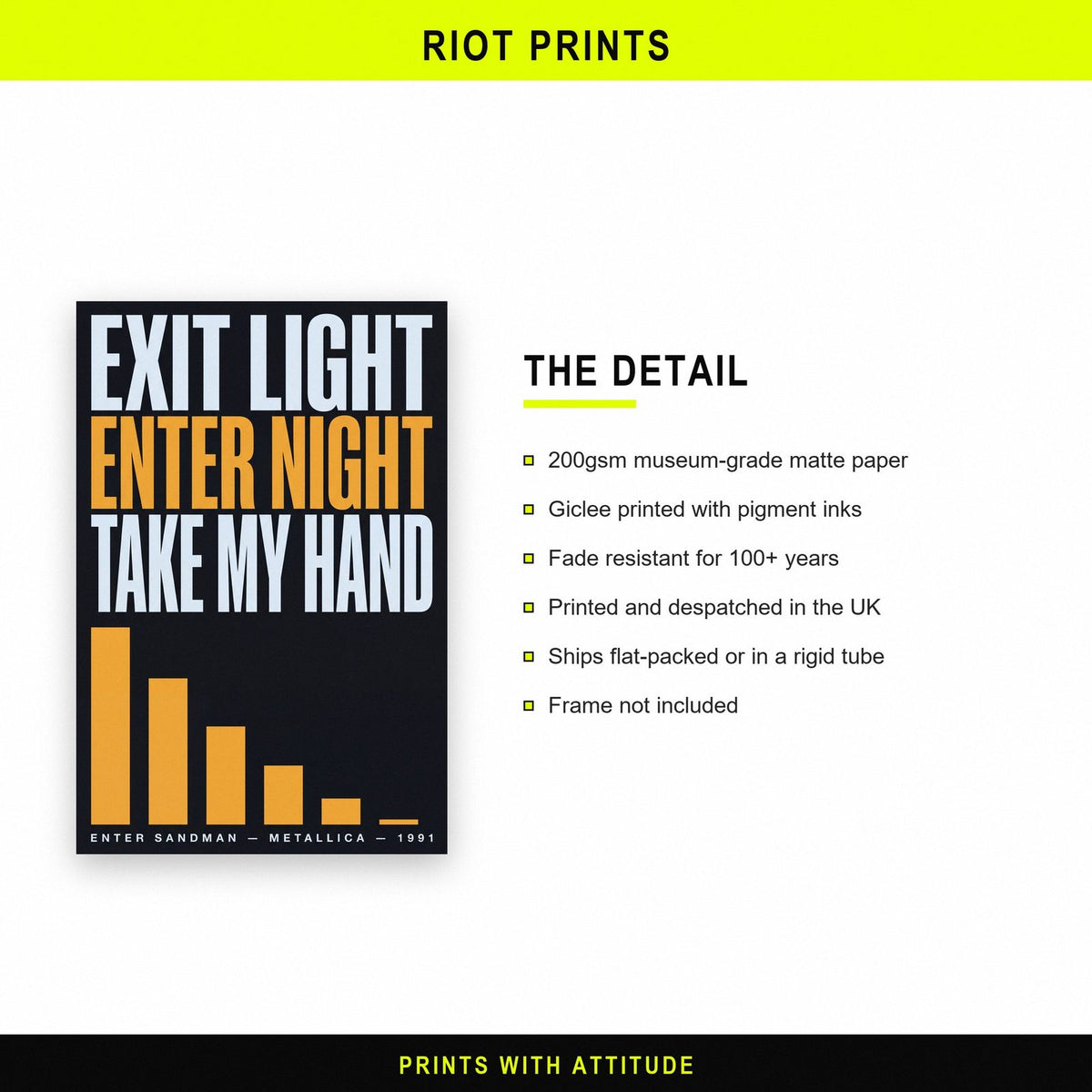 Enter Sandman Print paper and printing specification