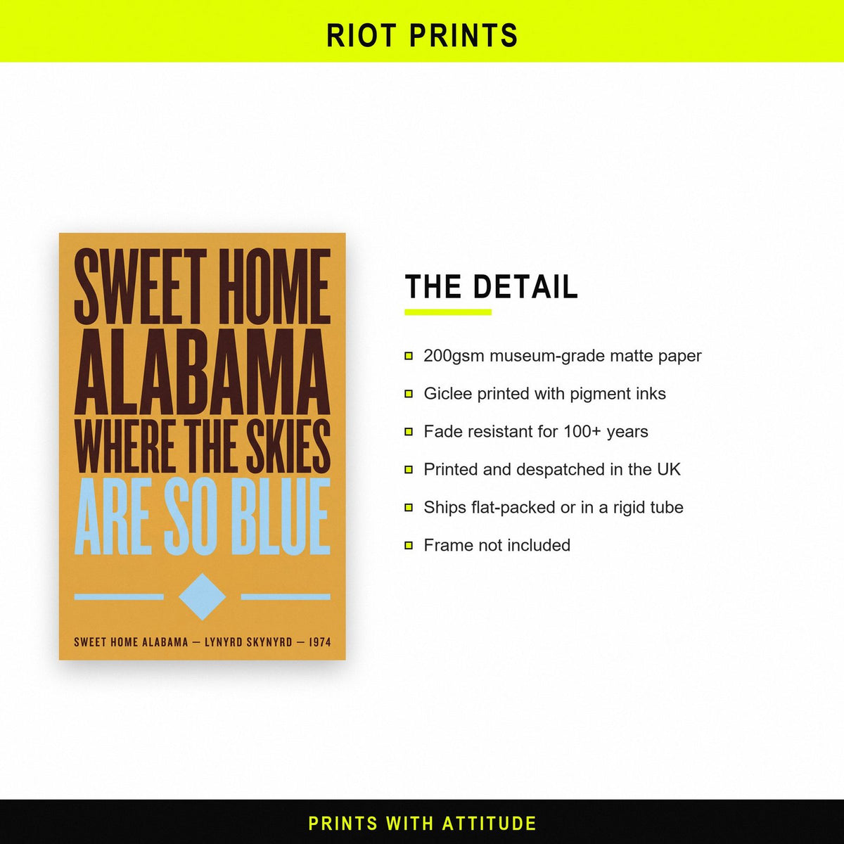 Sweet Home Alabama Print paper and printing specification