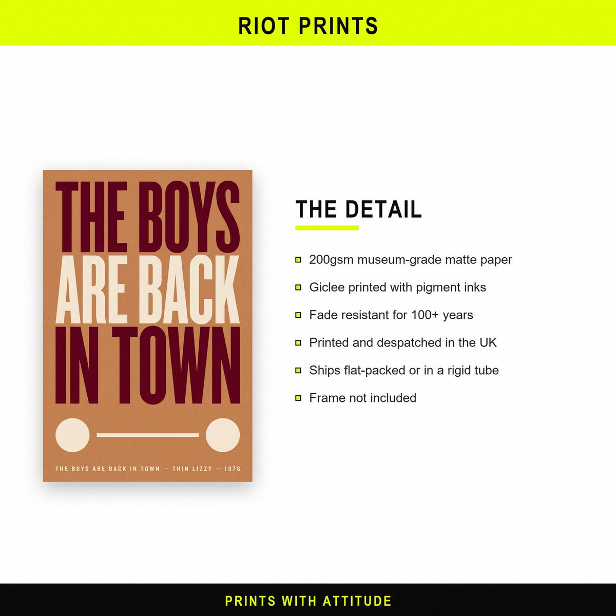 The Boys Are Back in Town Print paper and printing specification