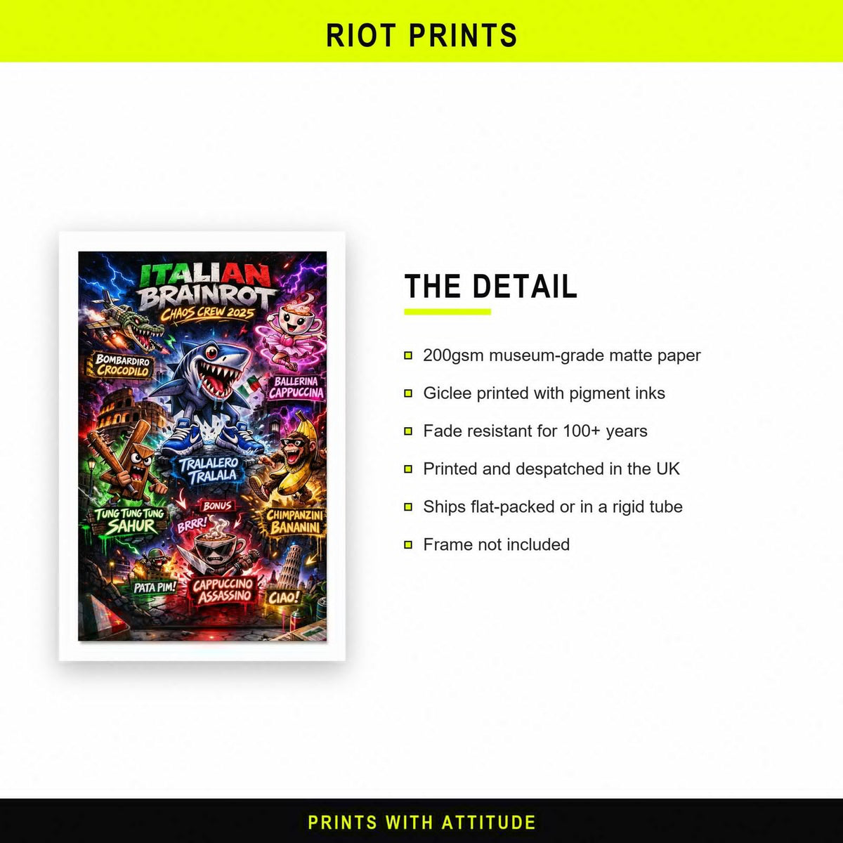 Italian Brainrot Chaos Crew 2025 Poster paper and printing specification