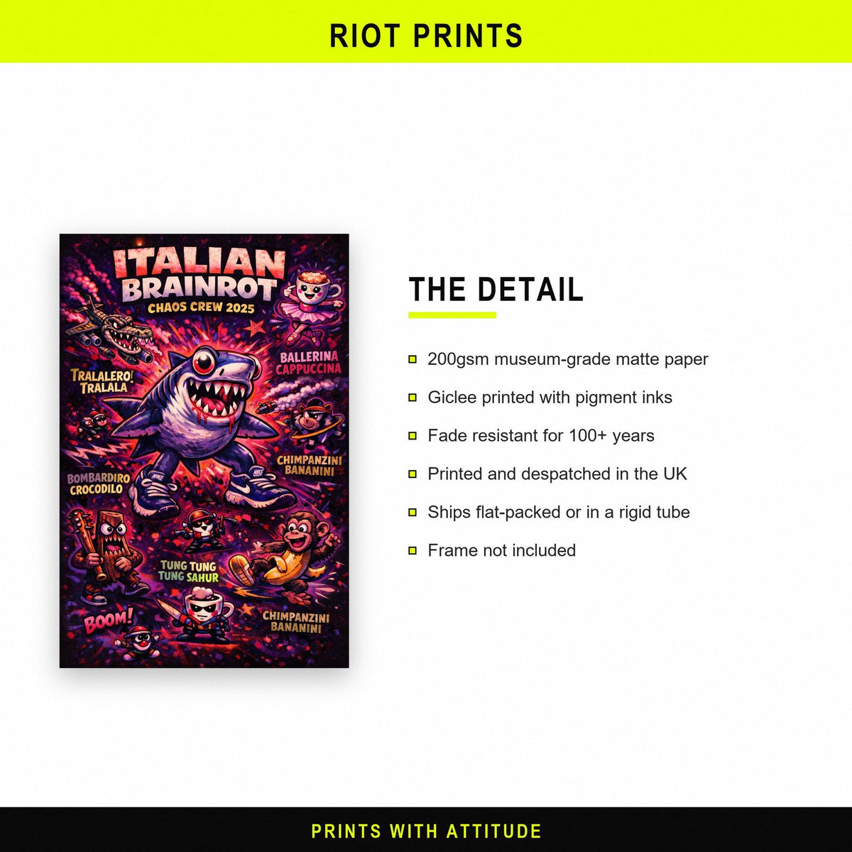 Funny Brain Rot Characters Poster paper and printing specification