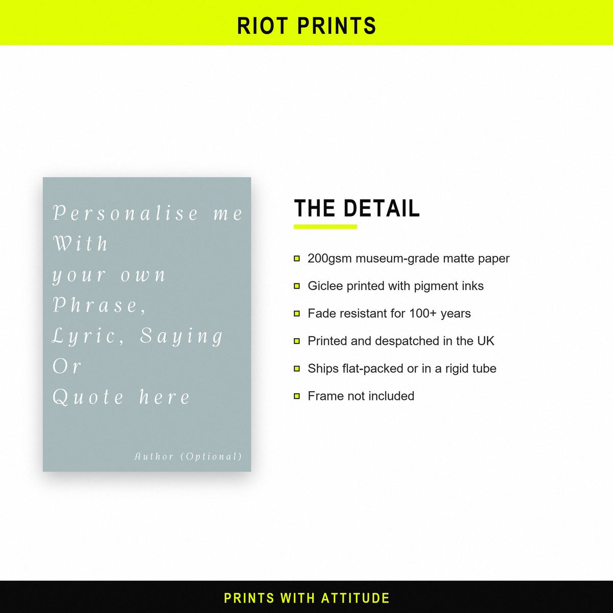 Personalised Quote Art Print Your Own Words