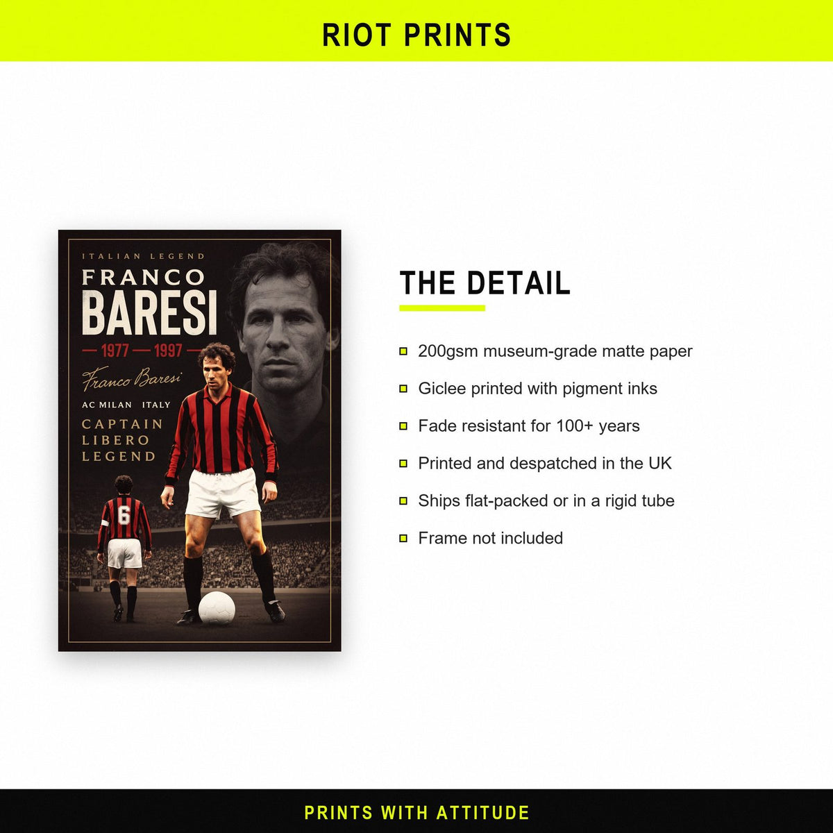 Franco Baresi Cinematic Print paper and printing specification