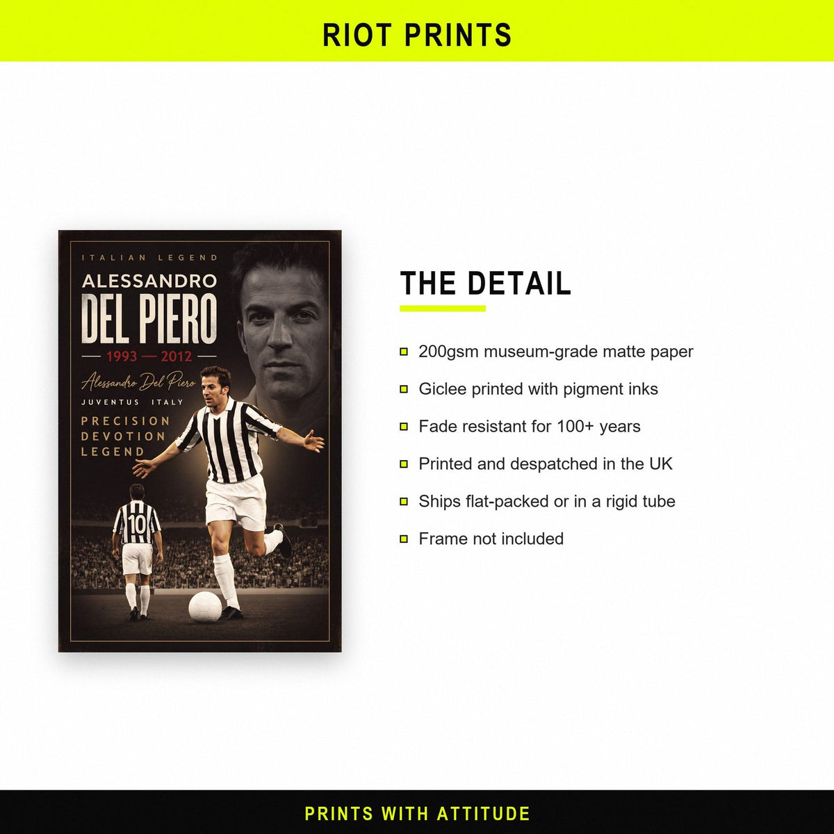 Alessandro Del Piero Cinematic Print paper and printing specification
