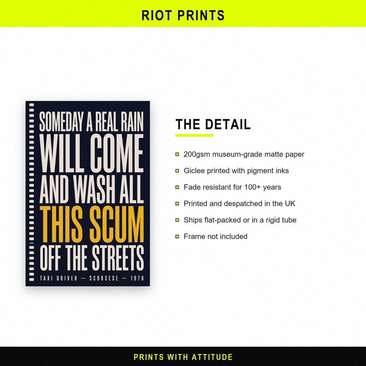 Taxi Driver Print paper and printing specification