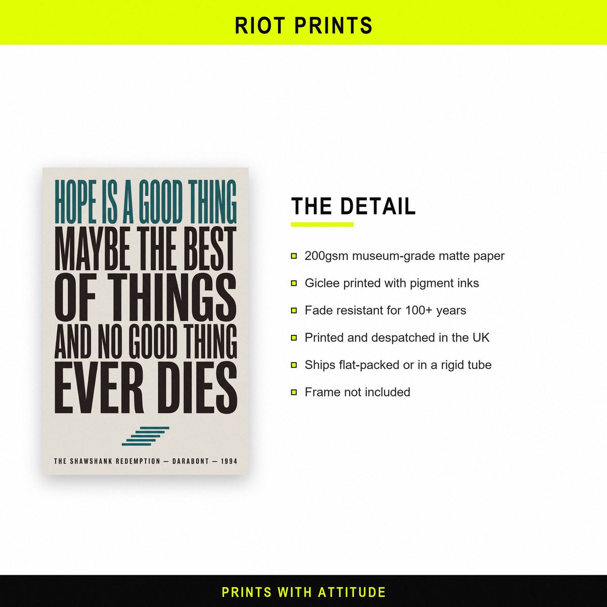 Shawshank Redemption Print paper and printing specification