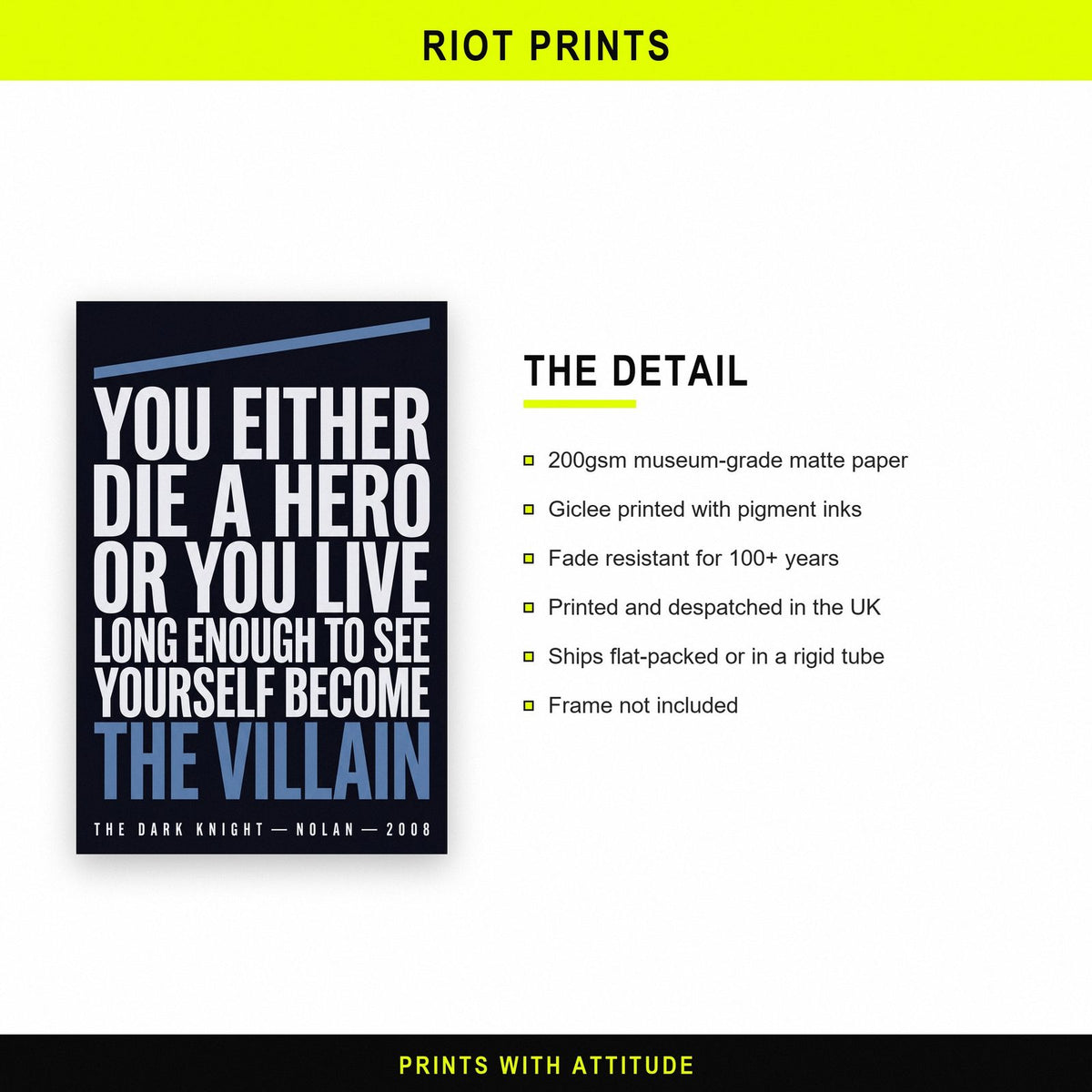 The Dark Knight Print paper and printing specification
