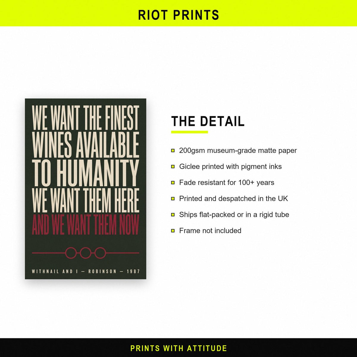 Withnail And I Print paper and printing specification