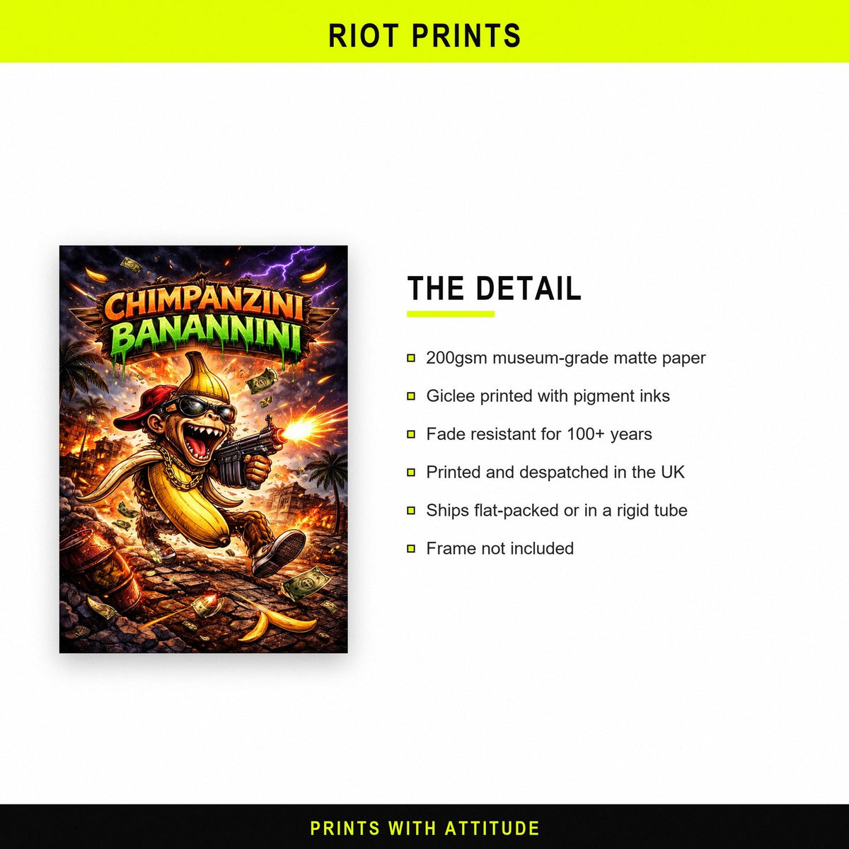 Chimpanzini Banannini Poster paper and printing specification