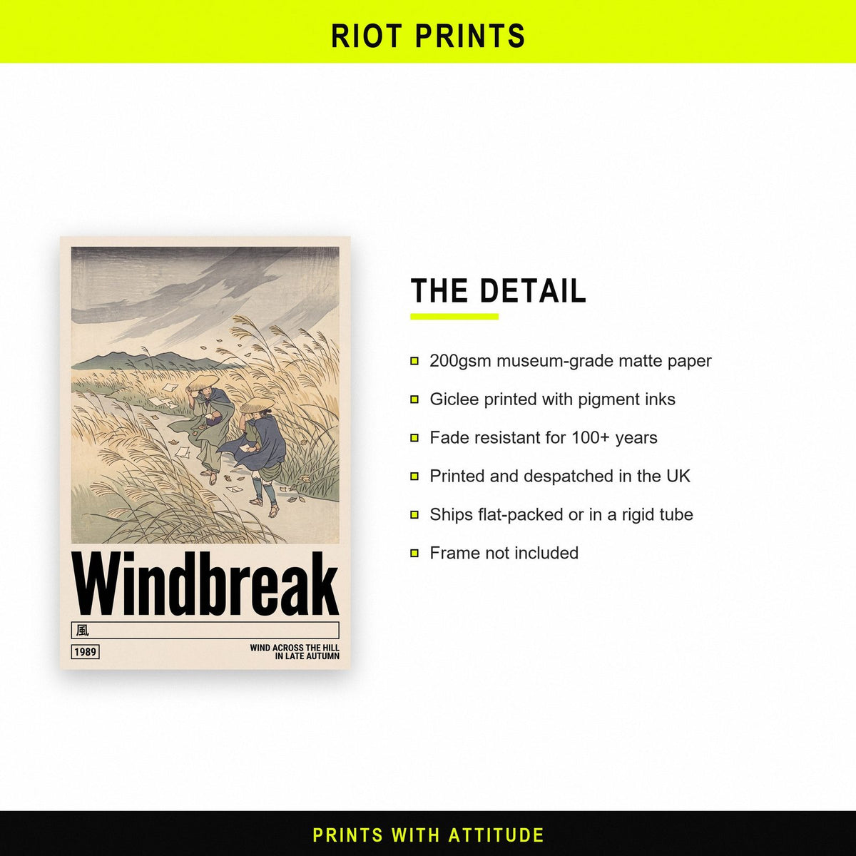 Windbreak Japanese Woodblock Autumn Art Print