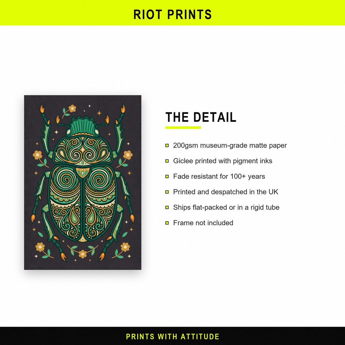 Scarab Beetle Folk Art Print