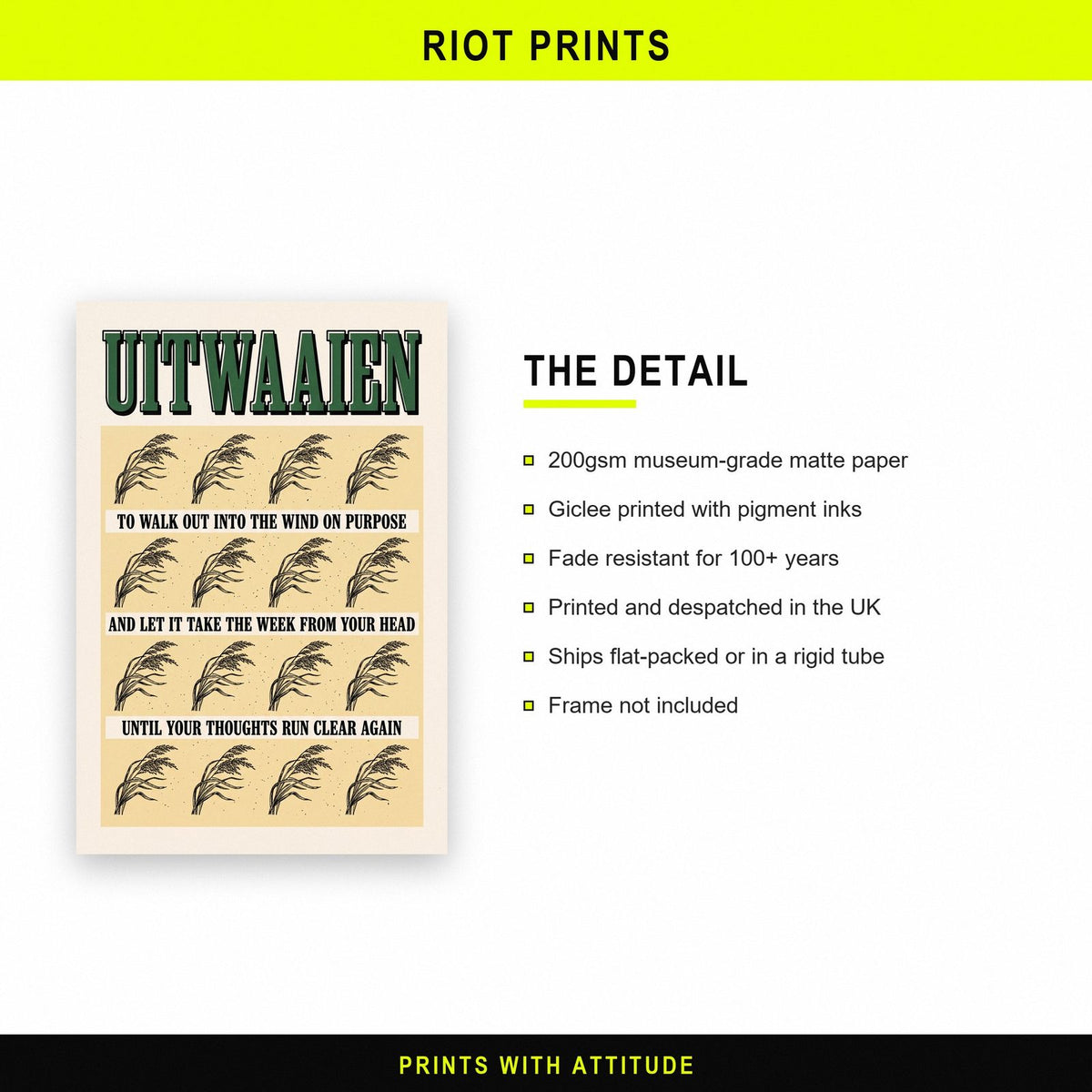 Uitwaaien Untranslatable Word Art Print