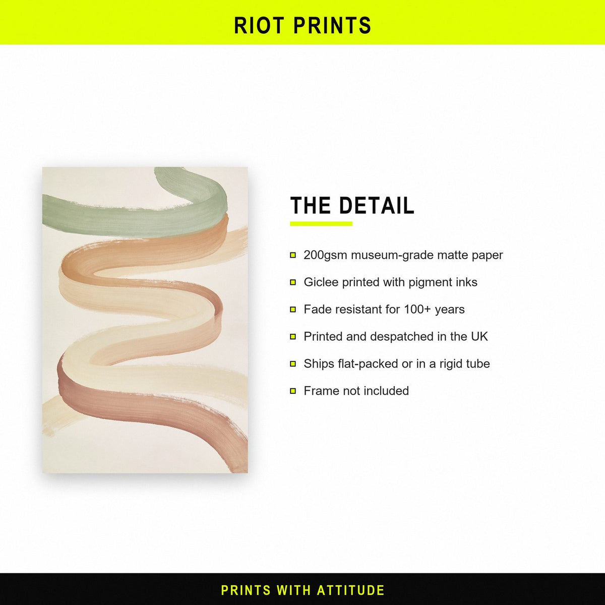 Ribbon Abstract Brushstroke Art Print