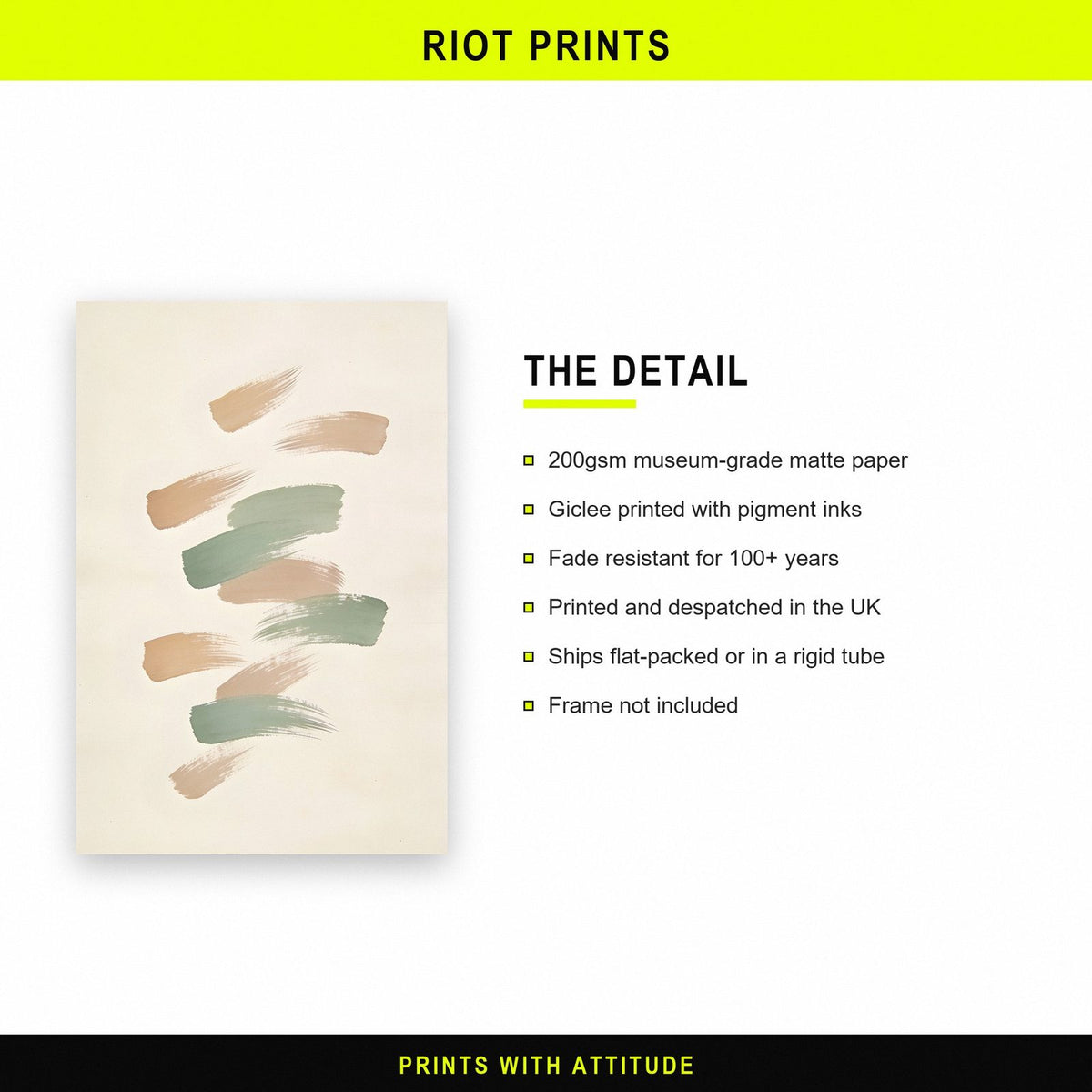 Sage Brushstrokes Abstract Art Print