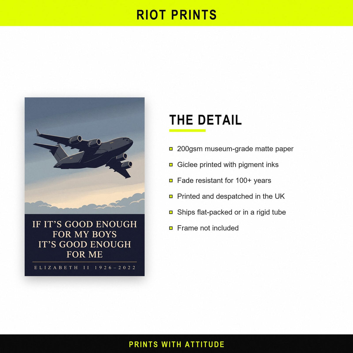 Good Enough For My Boys RAF Memorial Art Print