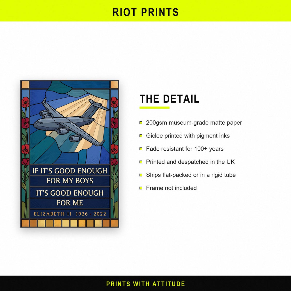 Good Enough For My Boys Stained Glass Memorial Art Print