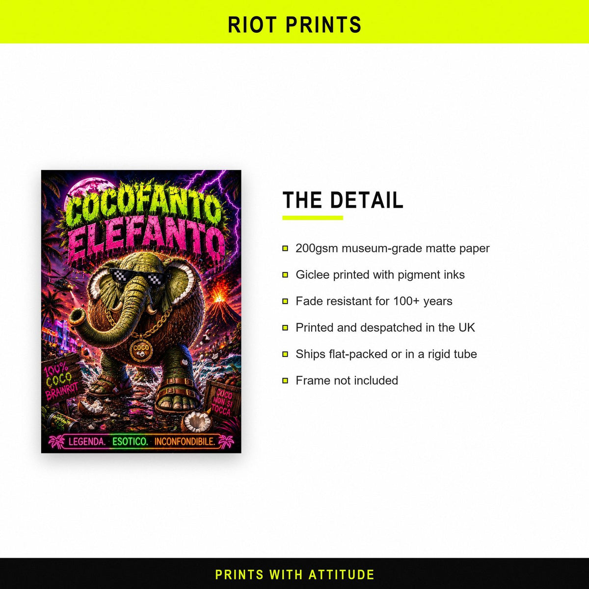 Cocofanto Elefanto Neon Poster paper and printing specification