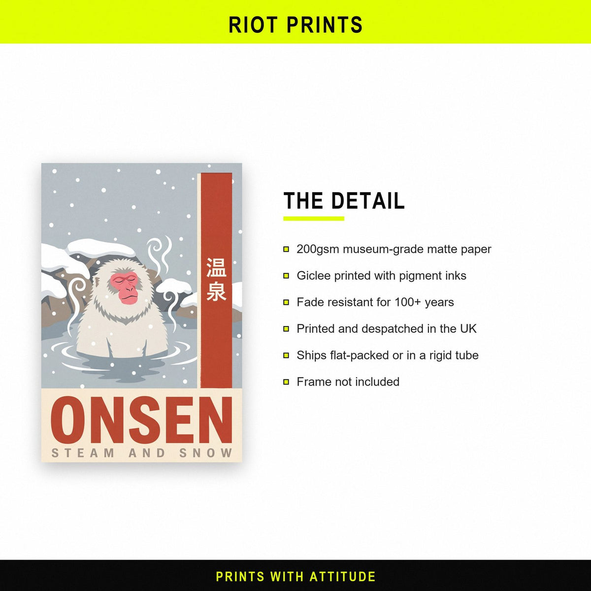 Onsen Steam And Snow Japanese Art Print