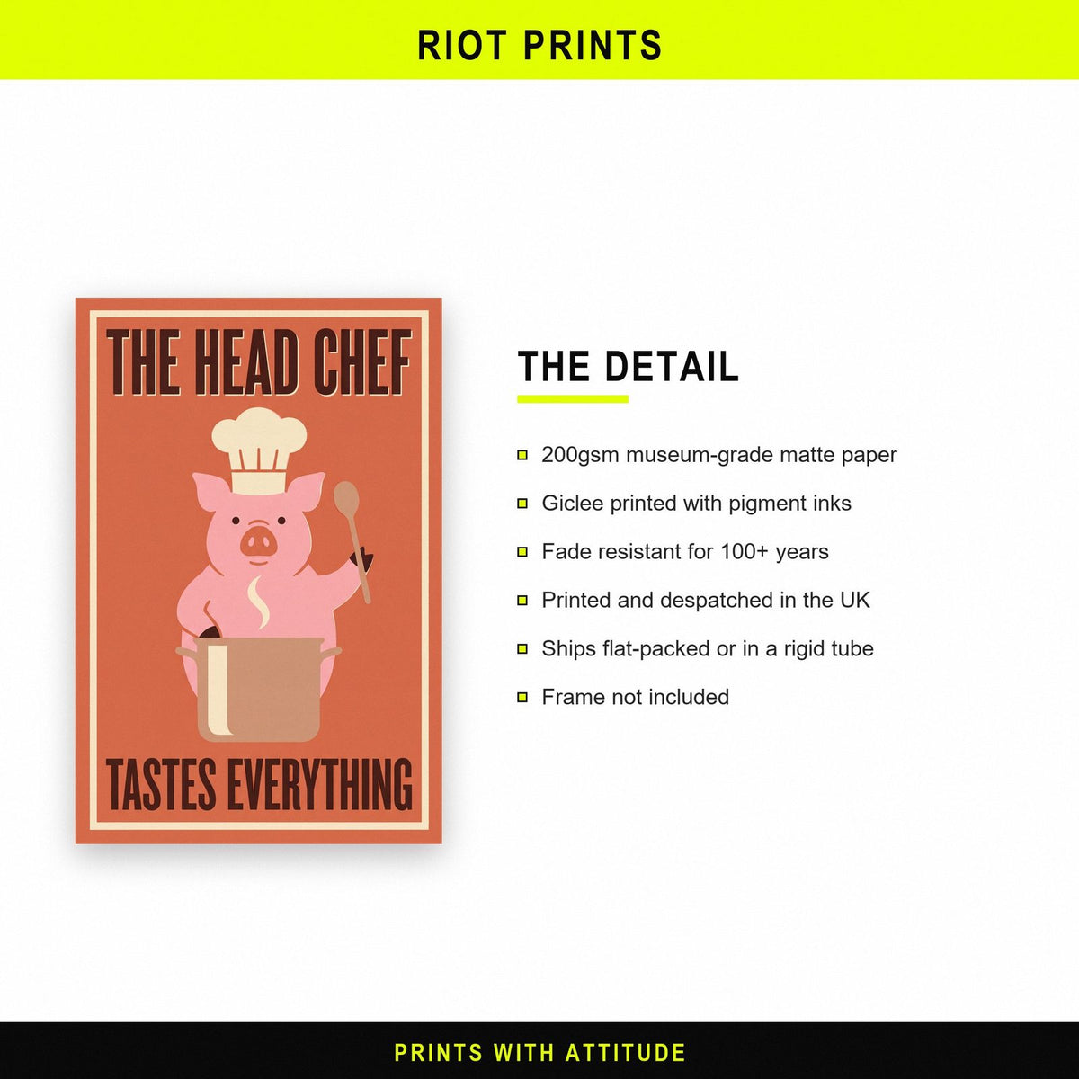 The Head Chef Pig Funny Kitchen Art Print
