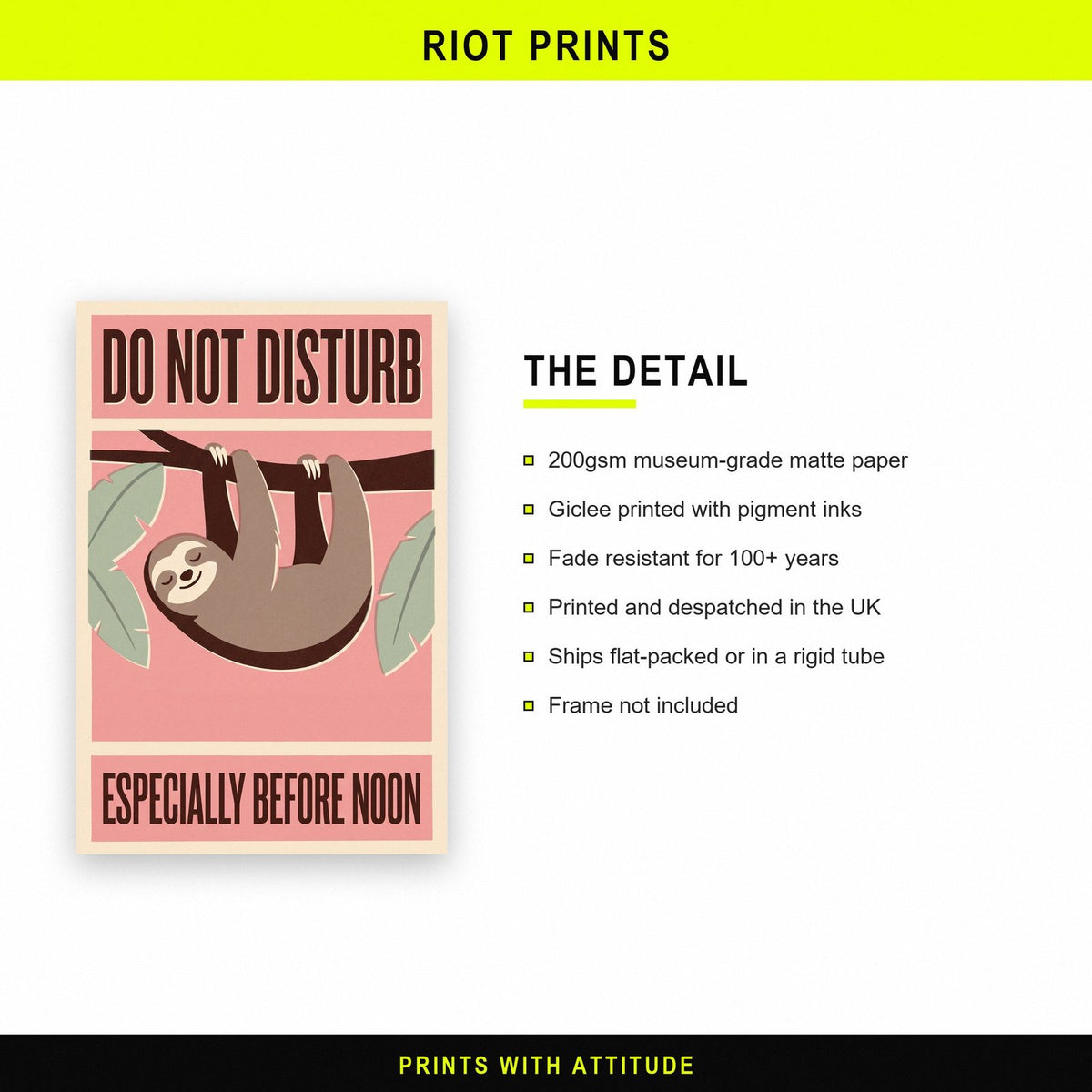 Do Not Disturb Sloth Funny Art Print