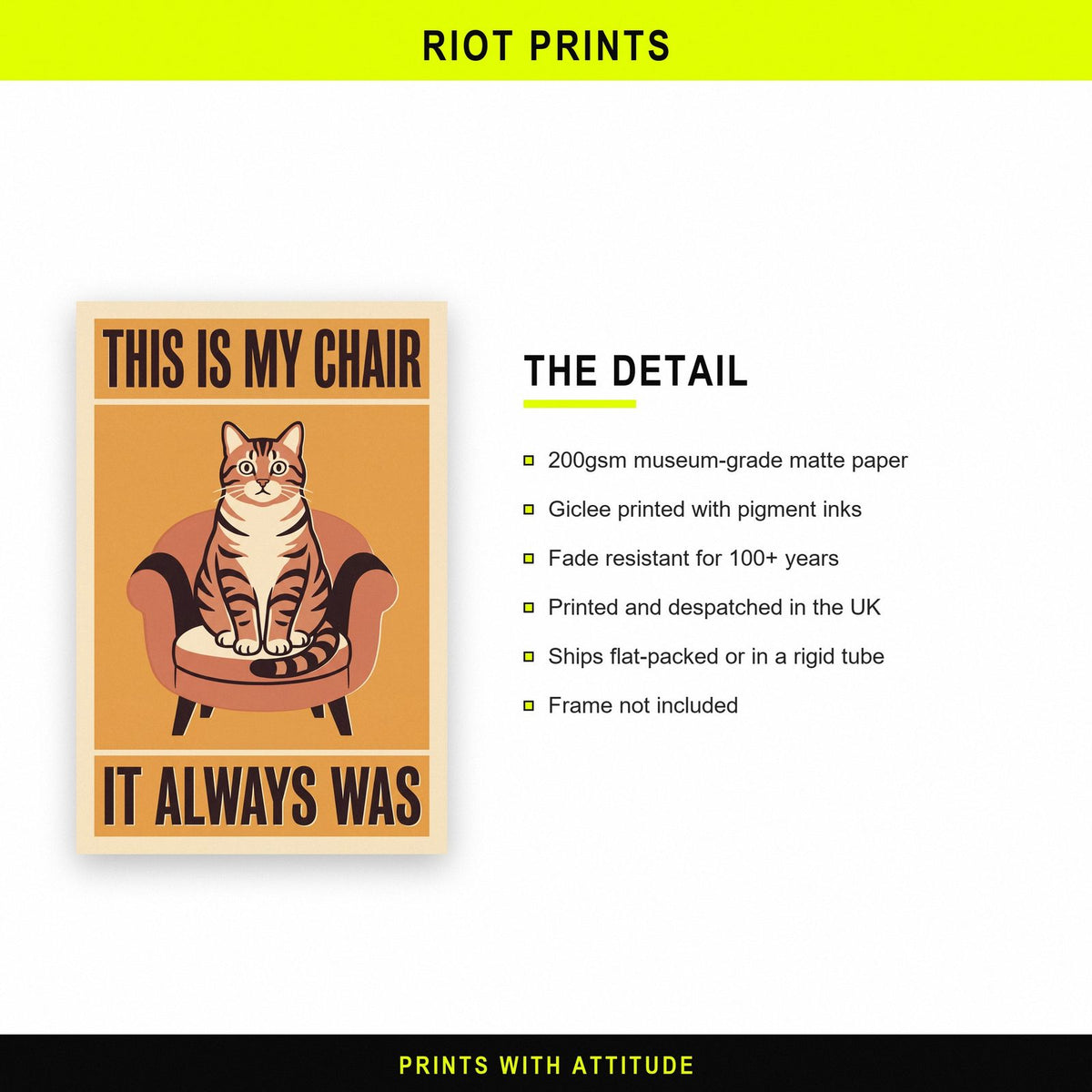 This Is My Chair Cat Funny Art Print
