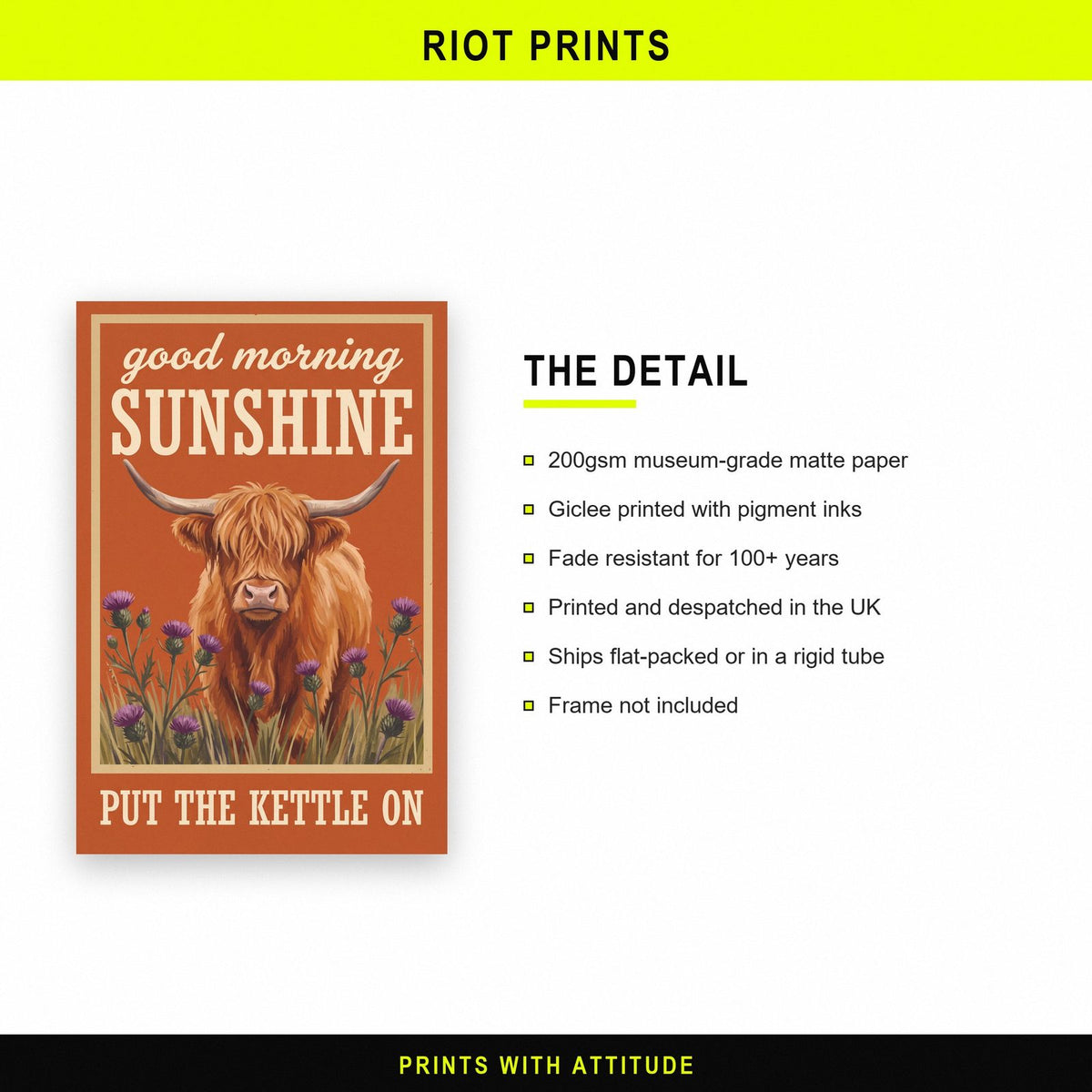 Good Morning Sunshine Highland Cow Art Print