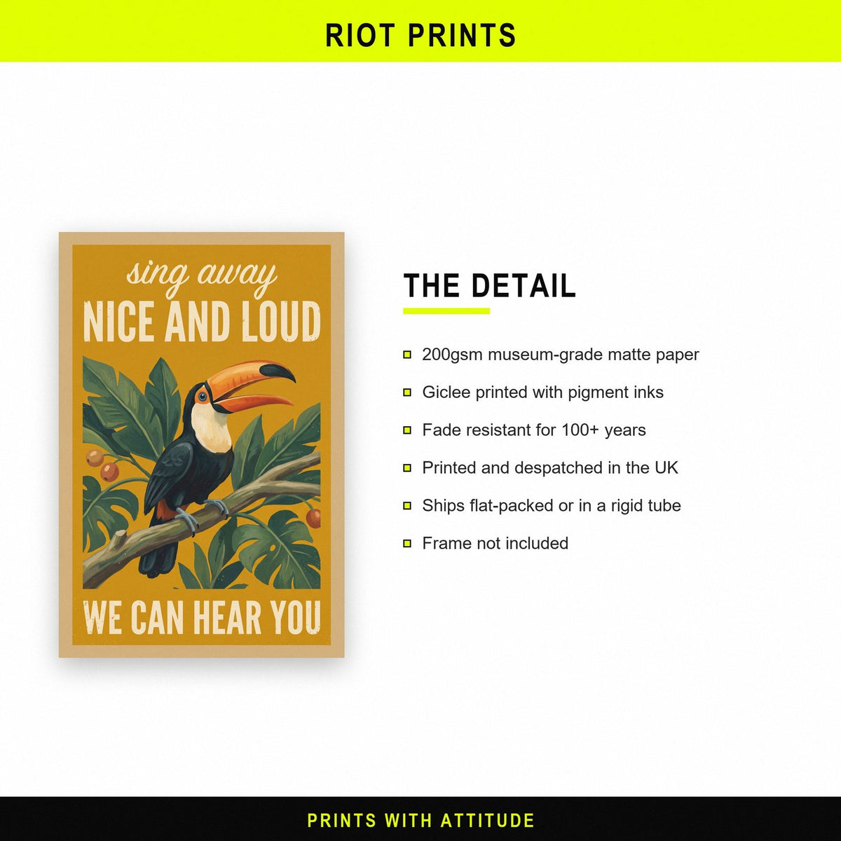 Sing Away Nice And Loud Toucan Art Print