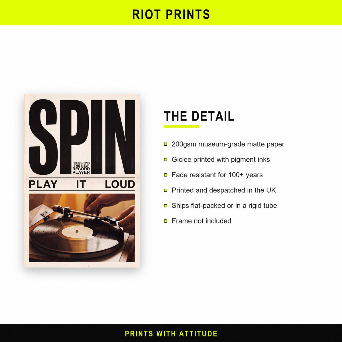 Spin Record Player Retro Advert Art Print