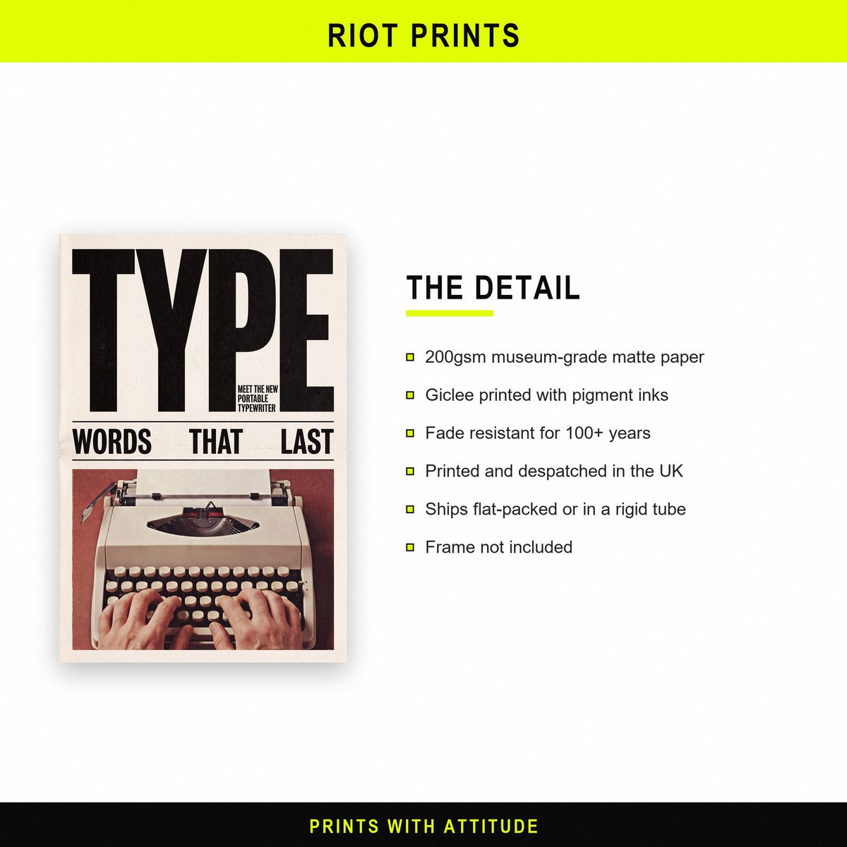 Type Typewriter Retro Advert Art Print