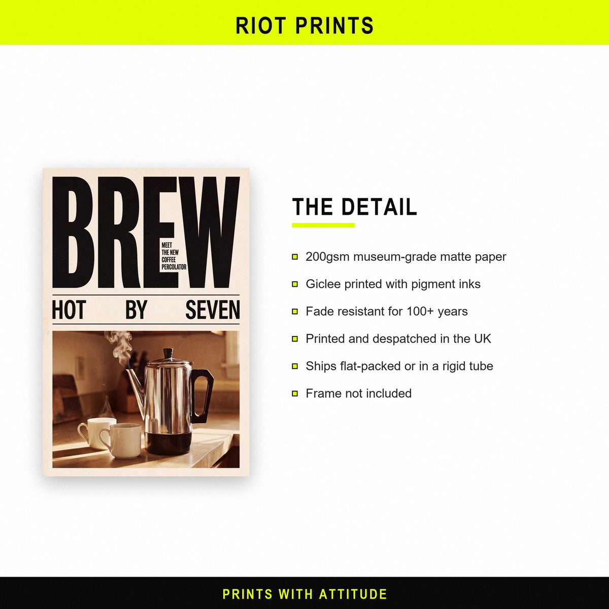Brew Coffee Percolator Retro Advert Art Print