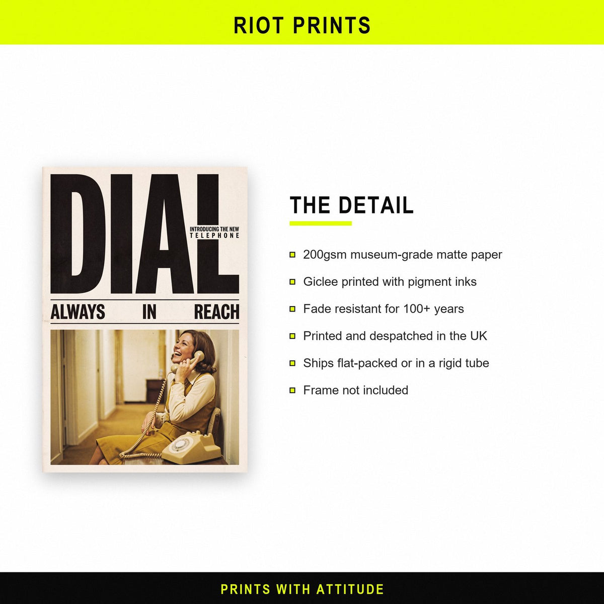 Dial Telephone Retro Advert Art Print