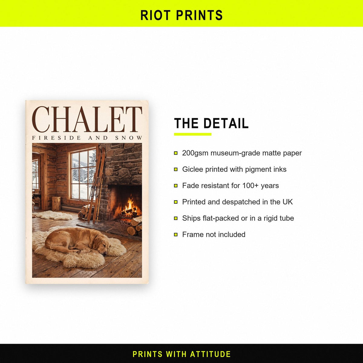 Chalet Fireside And Snow Art Print