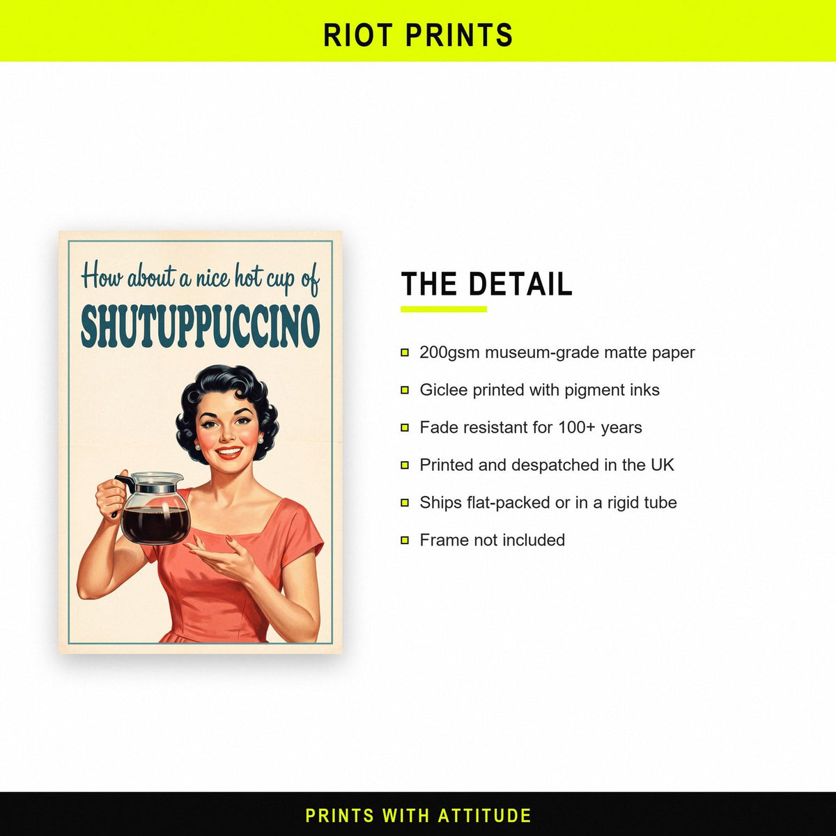Shutuppuccino Funny Coffee Art Print
