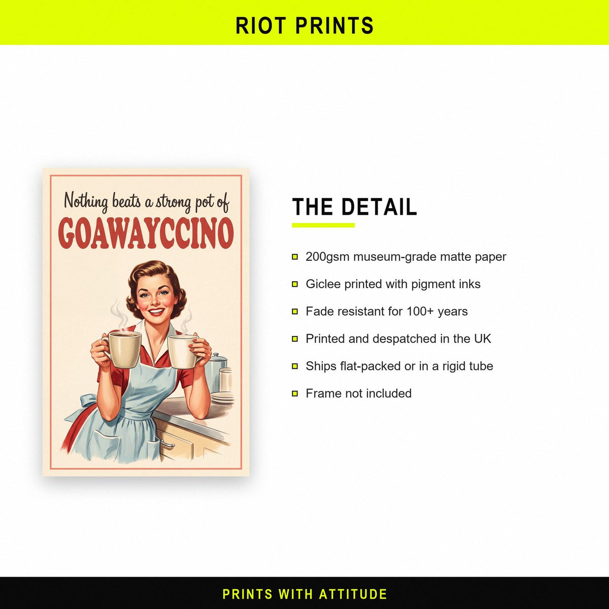 Goawayccino Funny Coffee Art Print