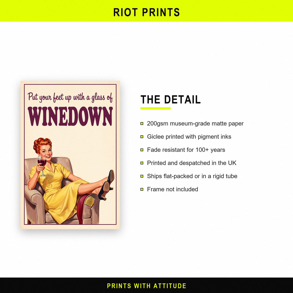 Winedown Funny Wine Art Print